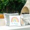 Be Happy with Rainbow Design by Sharon Kuplack Outdoor Printed Pillow